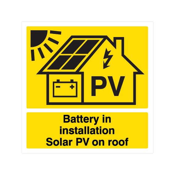 Battery in Installation Solar PV on roof Label