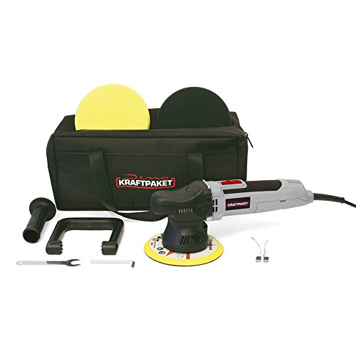 Dino KRAFTPAKET Exzenter Auto Poliermaschine L-HUB 9mm 650 Watt mit Polierschwamm Polierteller Tasche