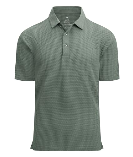 Alex Vando Mens Bubble Jacquard Polo Shirt Super Stretch Short Sleeve Polo Shirts for Men
