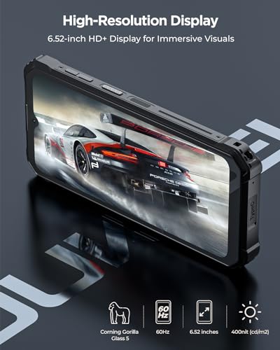 OUKITEL WP36 Rugged Phone Unlocked 2024-10600mAh Rugged Smartphone, 16GB+128GB Cell Phones, 6.52" Display, 128dB Loud Speaker, 13MP Camera 4G Dual SIM Android 13 Waterproof Phone, NFC/OTG/GPS/T-Mobile