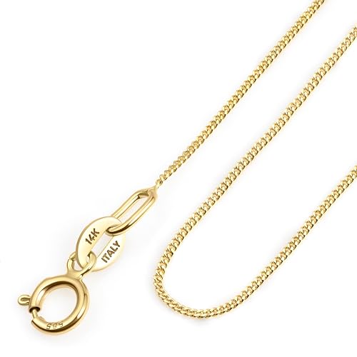 Amberta Cadena en Oro de 14 Quilates para Mujer y Hombre | Collar Fino Elegante Sólido Veneciano Barbado Singapur Delicado Gargantilla 40 45 50 cm: Cadena Oro 14K Barbada 40 cm