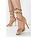 Cape Robbin Women‘s Gem-Trimmed Metallic Heels - Ankle Wrap Stiletto Sandals 4 Inch, Open Round Toe Party Heels with Lightly Cushioned Footbed & Rubber Outsole (Helia) - Gold 8