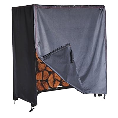 BroilPro Accessories Heavy Duty Firewood Vinyl Log rack cover 4' (4', black)