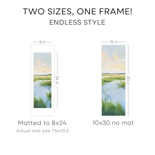 Image of Homeforia 10x30 Picture Frame White, High End Metal 10x30 Poster Frames with Mat 8x24 inch Photo, 10 x 30 White Frames Matted to 8 by 24 Print, 30x10 Panoramic Frames, Tempered Glass, Wall Kit, Set of 1
