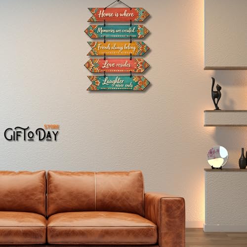 Image of Giftoday Wooden Hanging Wall Decor Sign for Home | Motivational, Spiritual, Garden & Quote Wall Hanging Plaque for Living Room, Bedroom, Entryway & Office Decor (Home Is Where Love Resides)