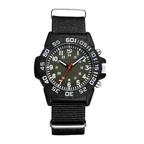 Montre tactique militaire homme Oidea avec cadran analogique lisible et bracelet nylon noir robust