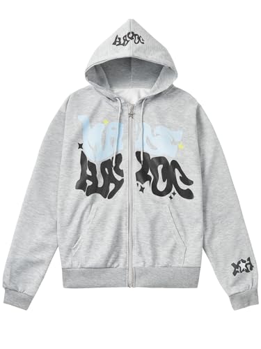 Unisex Y2K Graphic Zip Up Hoodie, Streetwear Sweatshirt for Women and Men - image 1