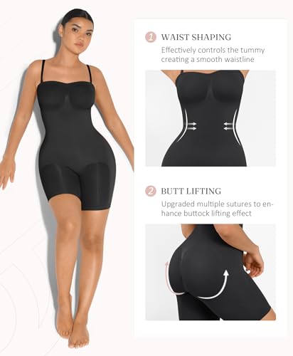 FeelinGirl Strapless Bodysuit for Women Tummy Control Shapewear Seamless Sculpt Body Shaper with Removable Straps4