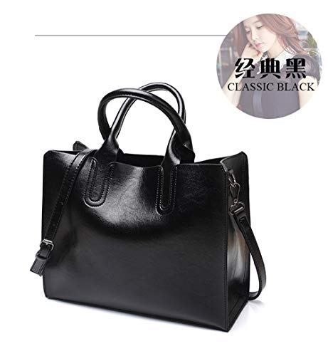 Dayfine Women's Large Capacity Handbag Retro Oil Wax PU Leather Shoulder Shopping Bag2