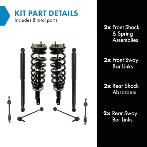 Image of TRQ Front and Rear Suspension Kit Complete Strut & Coil Spring Assembly Shock Absorber Sway Bar Link Compatible with 2009-2010 Dodge Ram 1500 2011-2018 Ram 1500 2019-2020 1500 Classic 4 Wheel Drive