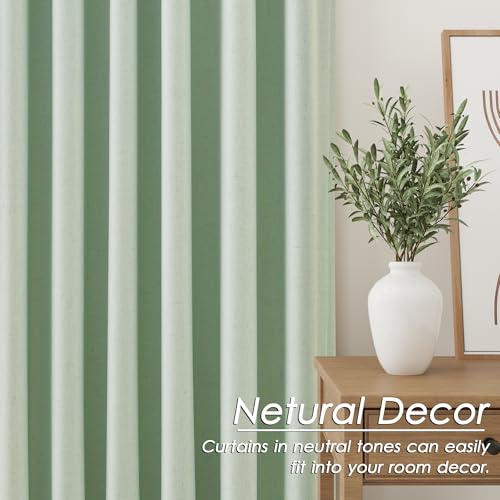 Image of Aqua Green 100% Blackout Linen Curtains for Bedroom 102 Inches Long Back Tab Rod Pocket Thermal Insulated Acoustic Panels Black out Curtain for Living Room Dining Room Modern Drapes 52x102, 2 Panels