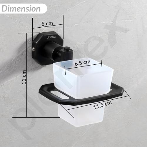 Image of Plantex 304 Grade Stainless Steel Tooth Brush Holder /ABS Material Tumbler Holder for Wash Basin /Bathroom Accessories - Nipron (Black)