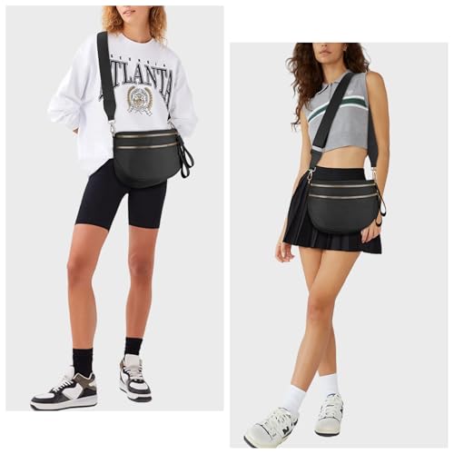 Image of Lushandy Bum Bag Checkered Crossbody Bag Mom Everyday Purse | Roomy Space, Wipe Clean, Wide Strap