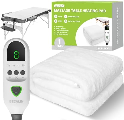 Massage Table Warmer Heating Pad Professional SPA Massage Bed Warmer with Timer, 9 Heat Settings, Overheat Protection for Massage Bed & Spa, Thickened & Soft Fleece, 30" x 71"