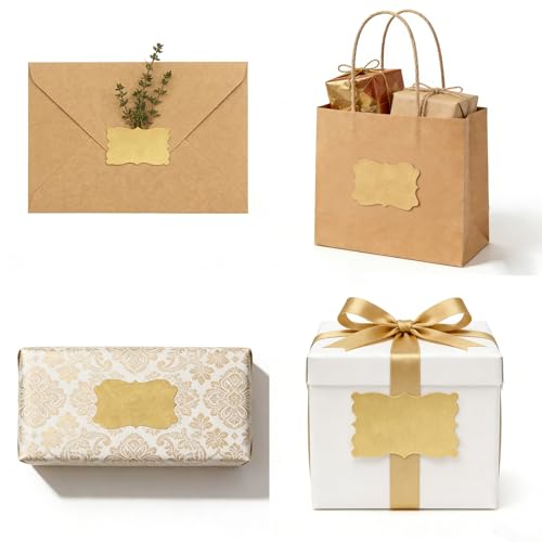 Volokitx 720pcs Gift Tag Stickers – 12 Labels per Sheet, 6 Cute Shapes, 1.2×2 inch Brown Gift Labels for Presents, Easy to Use, Perfect for Christmas, Birthday, Party - Thumbnail 6