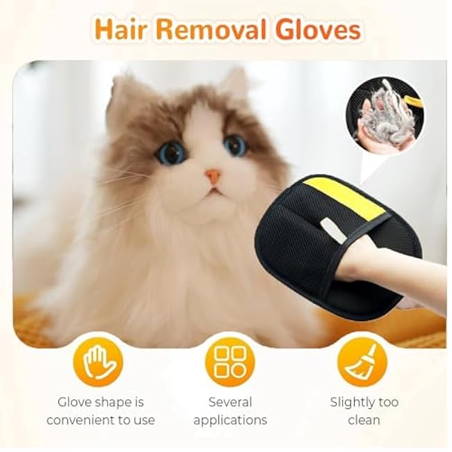 Pet Hair Removal Gloves, 2025 New Electrostatic Gloves Pet Hair Removal,Cat Grooming Gloves for Hair Removal,Versatile Reusable Pet Hair Remover Glove (2PC)-qe31JlWD