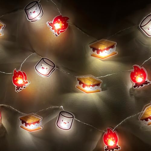 Image of Streamline Imagined Marshmallow S'Mores String Lights, 112'' Length, 20 Warm LED White Lights