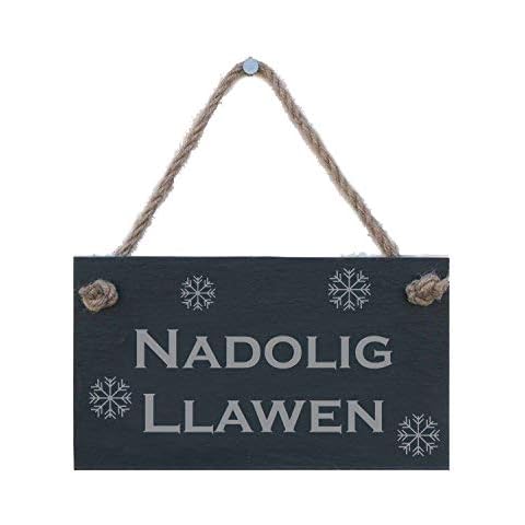 'Nadolig Llawen' Slate Hanging Sign (welsh Happy Christmas) Cover
