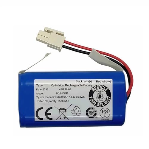Beegie Batterie au Lithium Rechargeable 14,4 V 2600 mAh. Compatible for ILIFE A4s A6 V7s Plus A9s W400. Robot aspirateur M26-4S1P, Piles (Color : B 2600mAh)