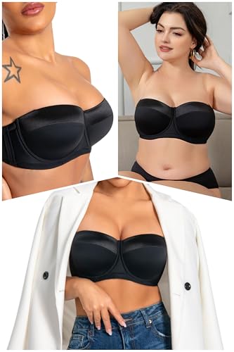 Image of Women's Push up Strapless Bra for Large Breasts with Clear Straps, Never Move On Party Cup B /C /D /DD /DDD /G