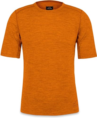 Herren Merino T-Shirt Short Sleeve Kurzarm Oberteil Funktionsoberteil 100% Merinowolle Thermounterwäsche Baselayer Farbe Orange Größe XL/54