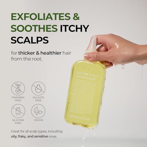 STEAMBASE Tea Tree Scalp Water Scaler | Scalp Exfoliator for Itchy Dry Flaky Scalp, Buildup Remover, Treatment for Excess Sebum Oily Greasy Hair | Korean Hair Care Products, Travel Size, 1.69 fl oz