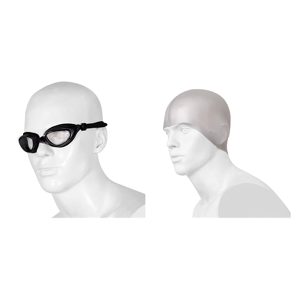 Nivia Eliminator Swimming Goggles (Black) Classic Silicone Swimming Cap for Adults (Silver) (B0CDGTY2P2) Amazon Price History, Amazon Price Tracker