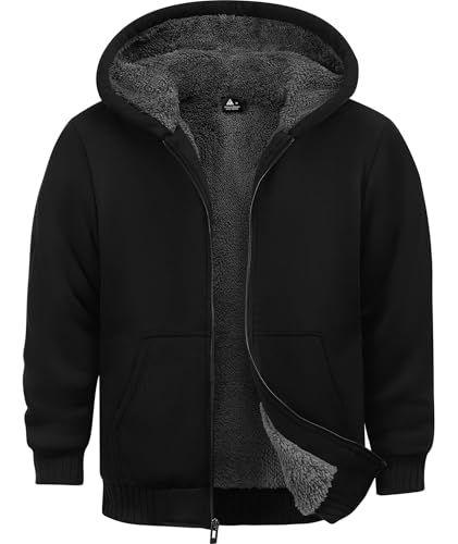 Ceoutdoor Chaqueta de forro polar con cremallera para niños, abrigos de invierno cálidos y suaves con forro de sherpa, ropa de abrigo para adolescentes de 6 a 15 años