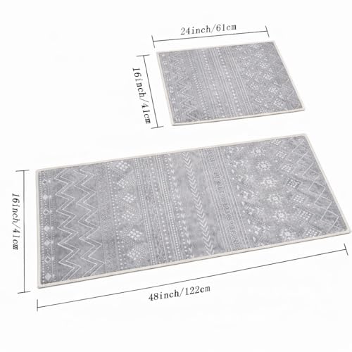 Image of HomeCloud Anti Fatigue Kitchen Rug Printed Thick Anti Slip, Washable, Big Size, Designer Folding Kitchen Mat for Home BedroomStandard Size (41 x 122 cm 41 x 61 cm) (Geomatric Grey)