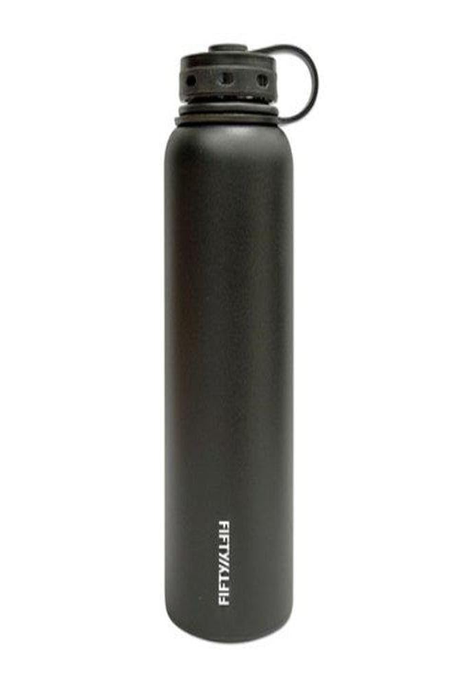 Lifeline 7502BK Black Stainless Steel Wide Mouth Water Bottle - 40 oz. Capacity