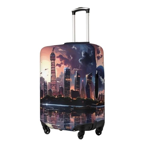New York Cityscape Night moon beautiful Elastic Travel Luggage Cover Travel Suitcase Cover for Trunk Case 19''-32'' Luggage Protective Cover2
