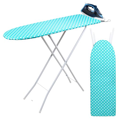 Lista de Burro de planchar los 10 mejores. 46 SELECTSHOP Burro de Planchar Plegable y Resistente Tabla de Planchar con Soporte para Plancha Colgador 7 Alturas Ajustables Burro de Planchar de 90 x 30 CM (Rombos Azules)