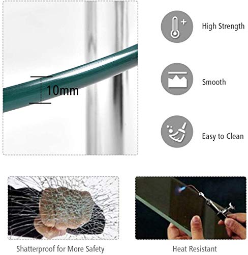 Fantask Tempered Glass Coffee Table, Oval 3-Tier Steel Tea Table W/Spacious Glass Desk-Top, Open Storage Shelf, Modern End Side Table For Home Living Room Office Reception (Clear Glass) #TOP5