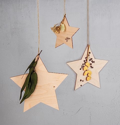 Rayher Set of Three Wood Stars for Crafting and Home Décor, Wood Star Hanging Ornaments - Image 3