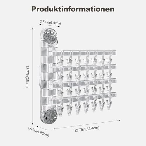 Ergocar Faltbarer Multifunktion Wäscheständer zur Wandmontage mit 180° Drehung - Ideal für Socken, Unterwäsche, Handschuhe, Lappen und Handtücher