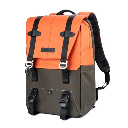 K＆F Concept カメラバッグ おしゃれ カメラリュック カメラバックパック 2気室 20L 大容量 レインカバー付き 撮影バッグ 防水 一眼レフ/DSLRカメラ/レンズ/16インチPC/三脚収納可 出張/旅行/撮影用バッグ