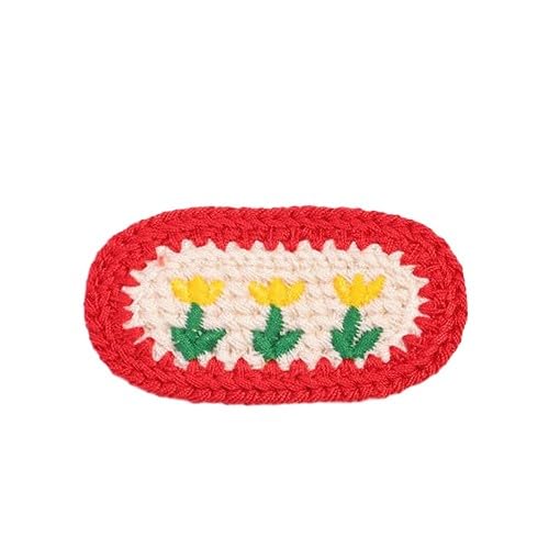 Naszywka haftowana 30 SZTUK 6 * 3 CM Czerwone Owalne Ręcznie Robione Szydełkowe Aplikacje Kwiatowe Naszywki Małe Haftowane Do Prasowania Na Ubrania(Flower)