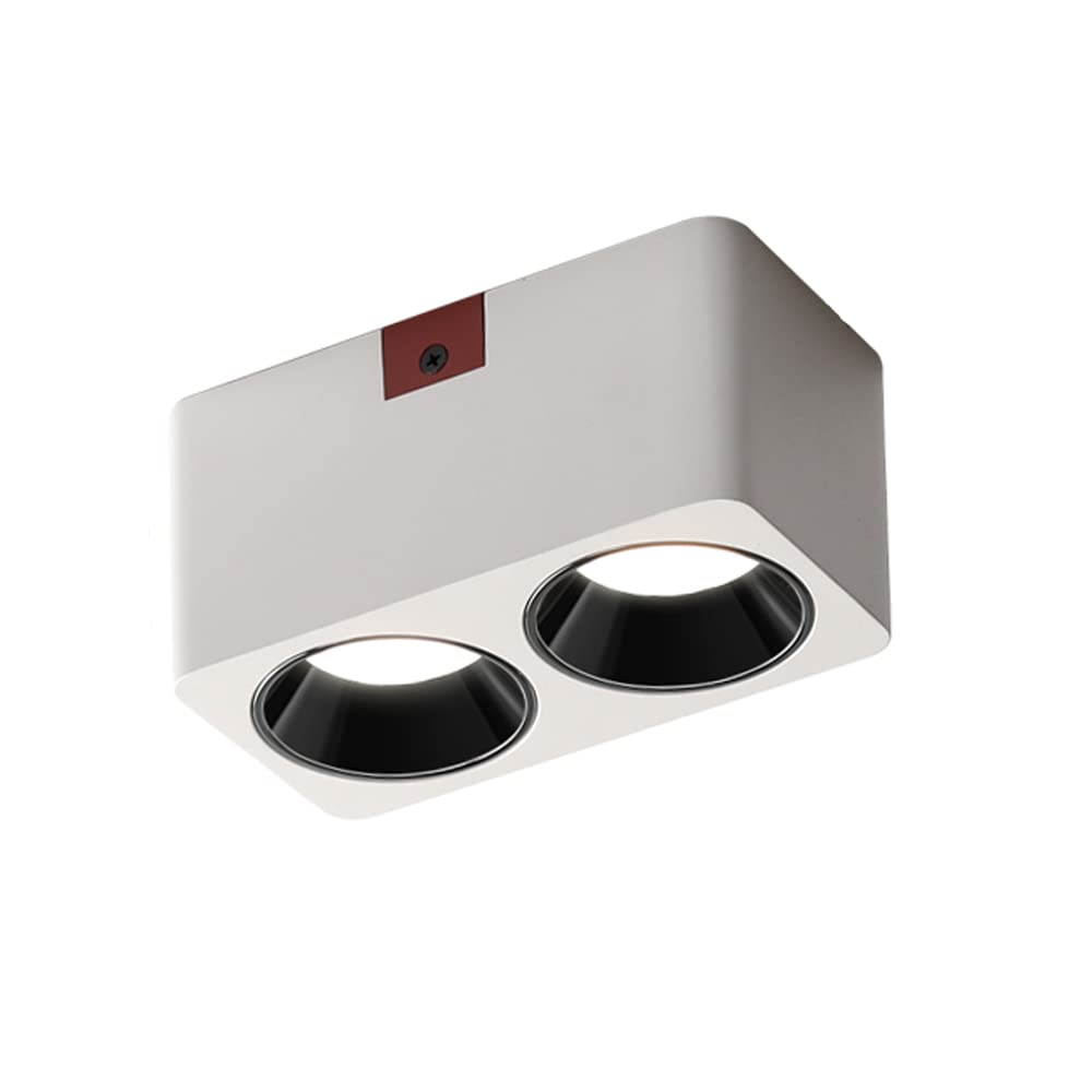SKYGOO Projecteur carré en aluminium à double tête ， 20w sans projecteur stroboscopique pour salle à manger et cuisine ， projecteur de plafond ， salon chambre à coucher étude vestiaire salle de bain p