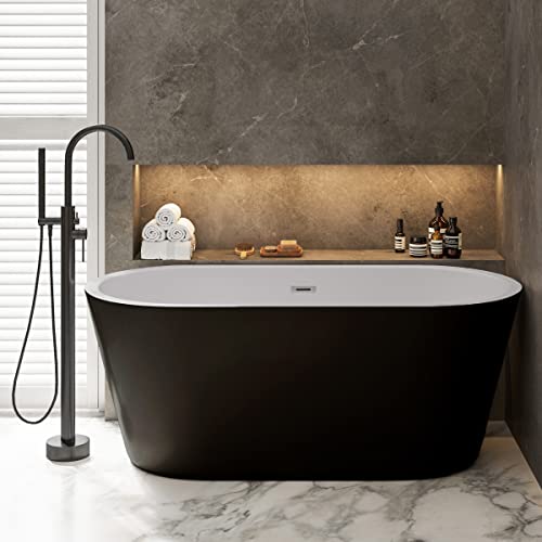 Image of Claire 60 inch Freestanding Bathtub Matte Black and Matte White