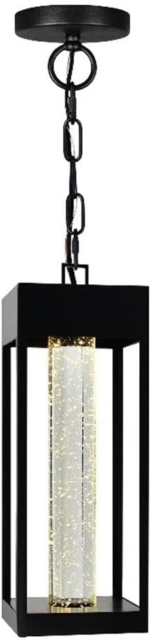 Pemberly Row LED Integrated Black Metal Outdoor Ceiling Light, 15 in x 5.3 in, Wet Location, Dimmable, cETLus Approved, Includes Hardware and Instructions, Modern Lighting Fixture for Patio or