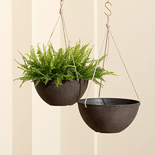 La Jolie Muse Large Hanging Planters - 13 Inch Flower Pots Outdoor Indoor, Hanging Garden Planters Set Of 2, New Iron Color #TOP5