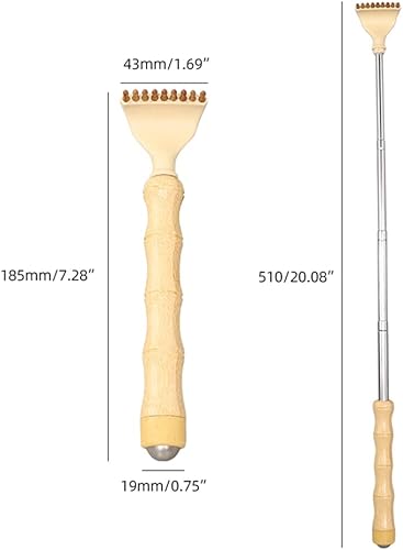 Miniatura 7 de HEYSONG Rascador de espalda de bambú para facilitar el alcance del punto de picazón, autoterapéutico, telescópico, rascador corporal diario IF0007