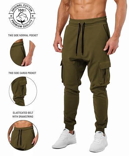 Image of JUGULAR Men's Regular Fit low Rise Cotton Solid Stylish Cargo Track Pants