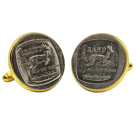 Genumis Gemelos para camisa: Genumis Impala- Moneda 1 rand 1971-2021 Sudáfrica - Color Dorado - 20 mm