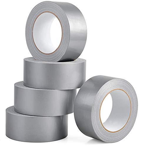 Image of Silver Gray Duct Tape, 1.88 Inches Width x 35 Yard, 5 Rolls | Heavy duty adhesive for indoor & outdoor. Sticks to metal, wood, plastic & more. Grey bulk rolls for repairs, crafts, sealing