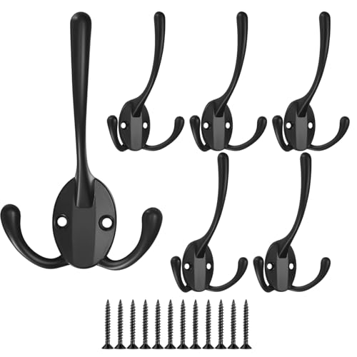 XKQYX 6 Stück Wand Kleiderhaken, Drei Haken Garderobenhaken, Wandbehang...