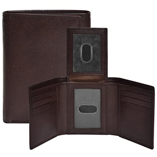 Image of Clifton Heritage RFID Leather Trifold Wallets for Men - Handmade Slim Mens Wallet Credit Card Holder with ID Window (Small, Brown Vegetable Tanned)