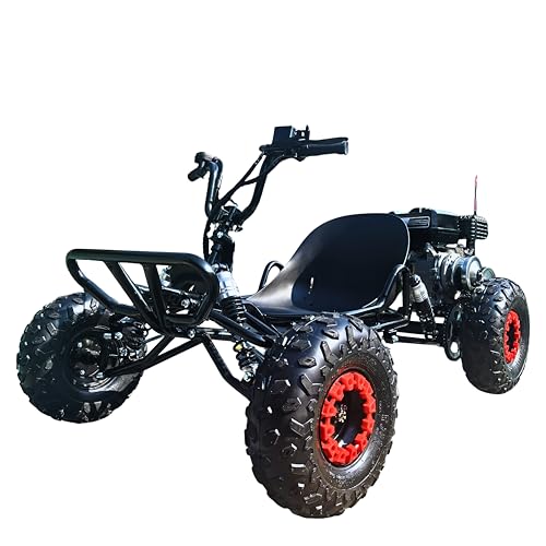 Zyliathor 212cc Gas Off-Road Go Kart, 4-Stroke CVT, 6' at 145/70-6 Tires, Hydraulic Disc Brakes, Chain Drive, Steel Frame, 440-lb Max Load — Off-Road/Private Property—（Black）