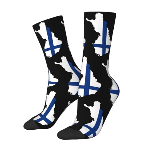 Finland Terrain Map Socks For Women Men Athletic Cushion Crew Socks Hiking Running Wicking Socks