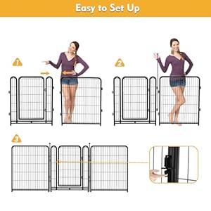 Dog Playpen 48inch, Dog Fence Outdoor for Yard. Wide Door Low Threshold 8 Panels Total 17.7 Ft(L) Garden Fence, Dog Play Pen Indoors. Temporary Fence for Medium/Large Pets. Dog Playpen 48inch Dog Fence Outdoor for Yard Wide Door Low Threshold 8 Panels Total 177 FtL Garden Fence Dog Play Pen Indoors Temporary Fence for MediumLarge Pets